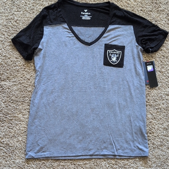 Fanatics Ladies Black and Gray Raiders Tee - Picture 1 of 4